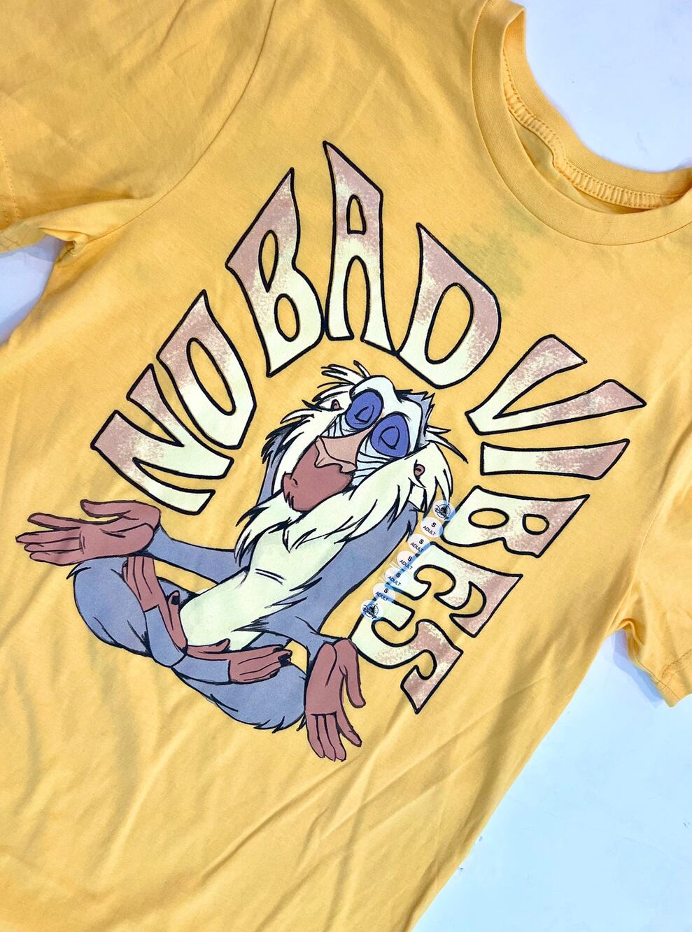 Disney Parks Lion King Rafiki No Bad Vibes Yellow Adult Tee - Small - NWT